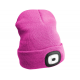 Čepice s čelovkou 180lm, nabíjecí, USB, univerzální velikost, bavlna/PE, růžová