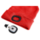Čepice s čelovkou 180lm, nabíjecí, USB, univerzální velikost, bavlna/PE, červená