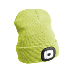 Čepice s čelovkou 180lm, nabíjecí, USB, uni velikost, bavlna/PE, fluorescentní žlutá
