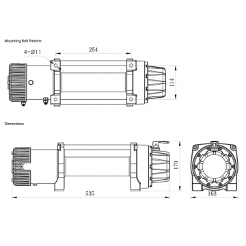 Naviják XTR SPEED 12000lbs [5443kg] se syntetickým lanem - červené