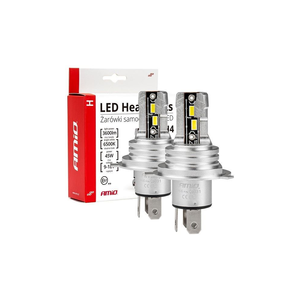 Žárovka LED H4 MINI bílá, 9-18V/45W, 2ks AMIO