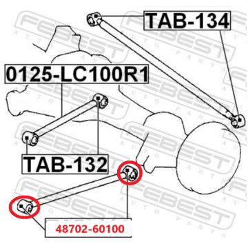 POUZDRO ZADNÍHO RAMENE SPODNÍ - TOYOTA LANDCRUISER J100