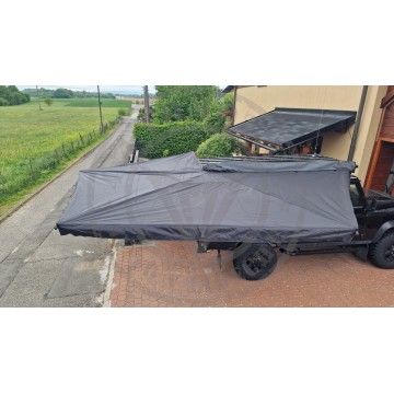 Markýza samonosná na auto vějířová 270° černá 2,5m na pravou stranu