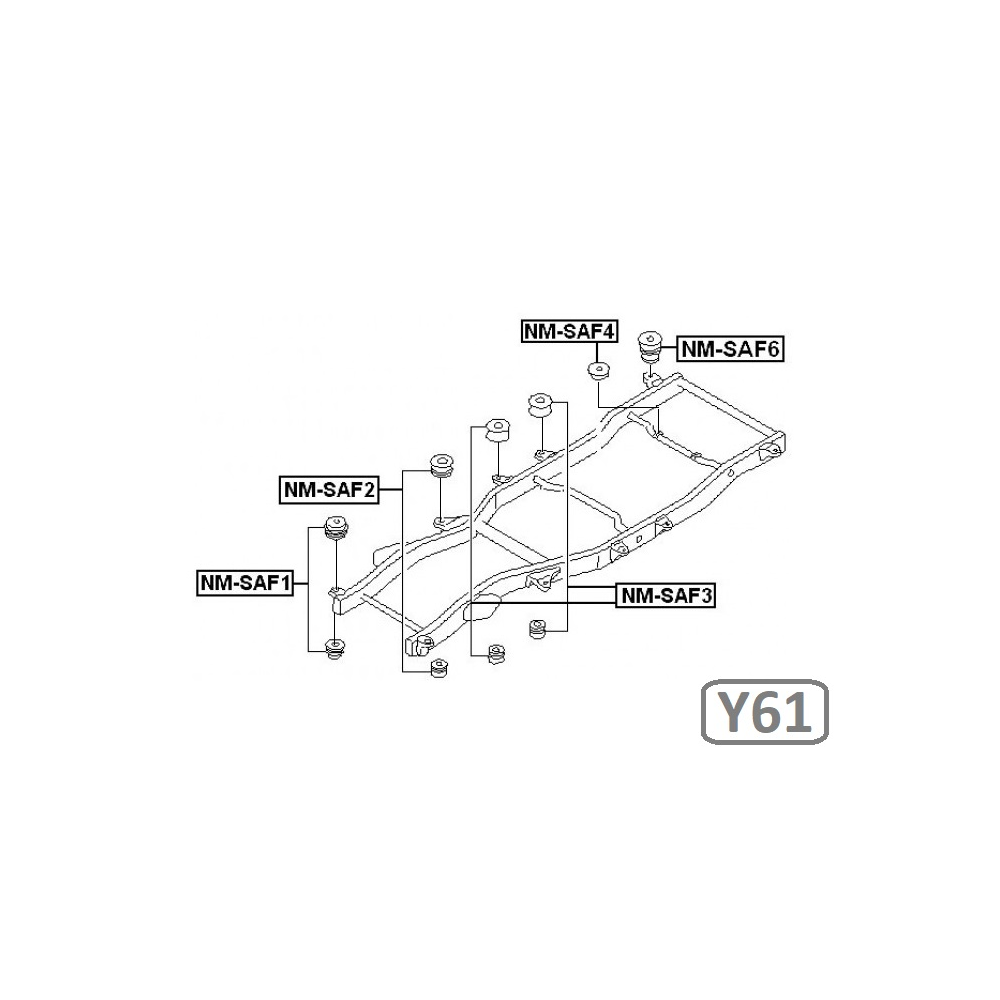 SADA SILENTBLOKŮ KAROSERIE - NISSAN PATROL Y61, GU4 (5DV.)